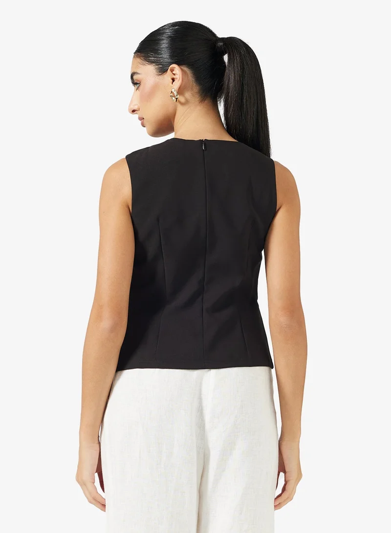 ELLA Sleeveless Top With Aysmmetric Neck